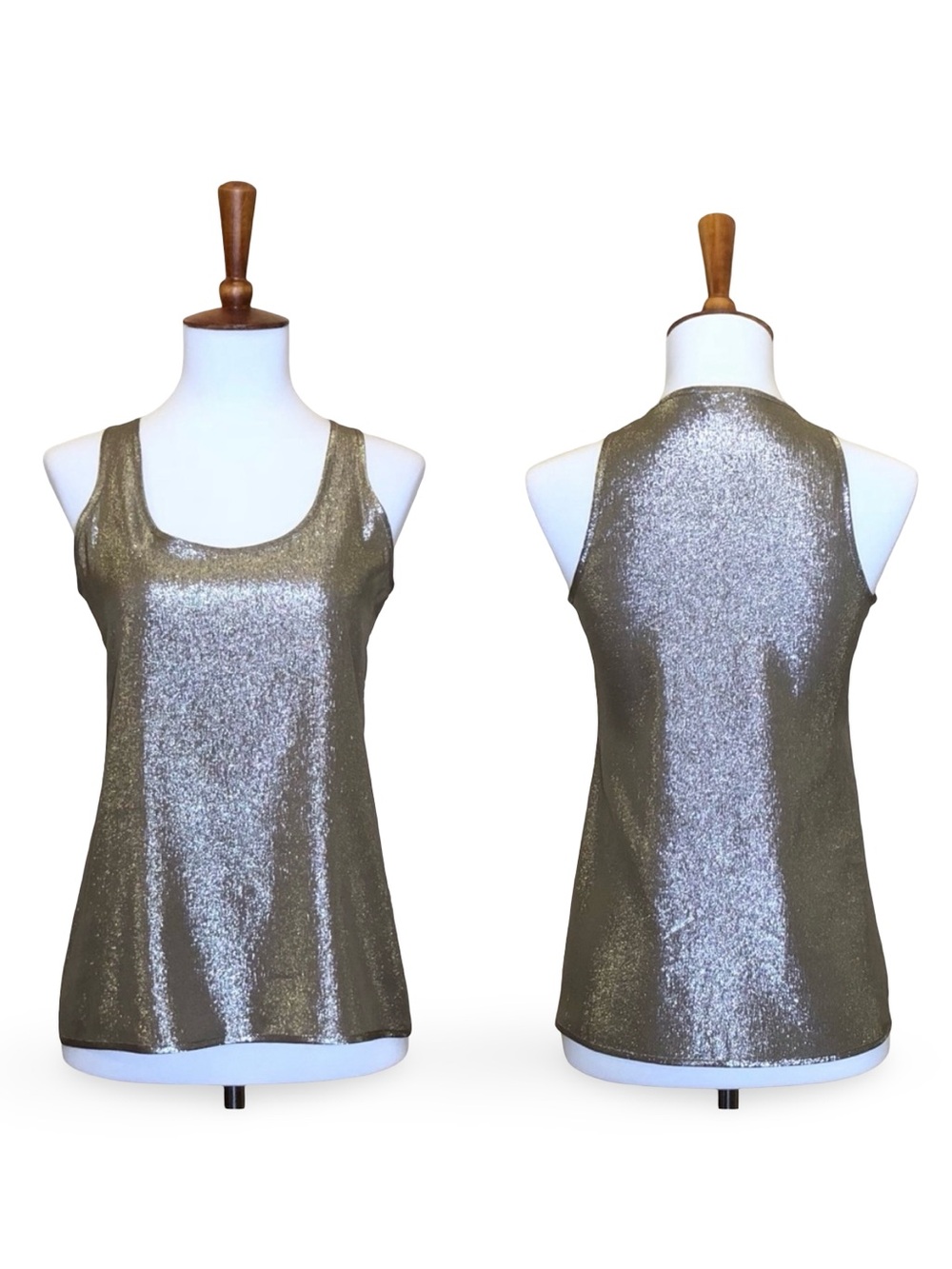 Ann Taylor champagne silver metallic blouse